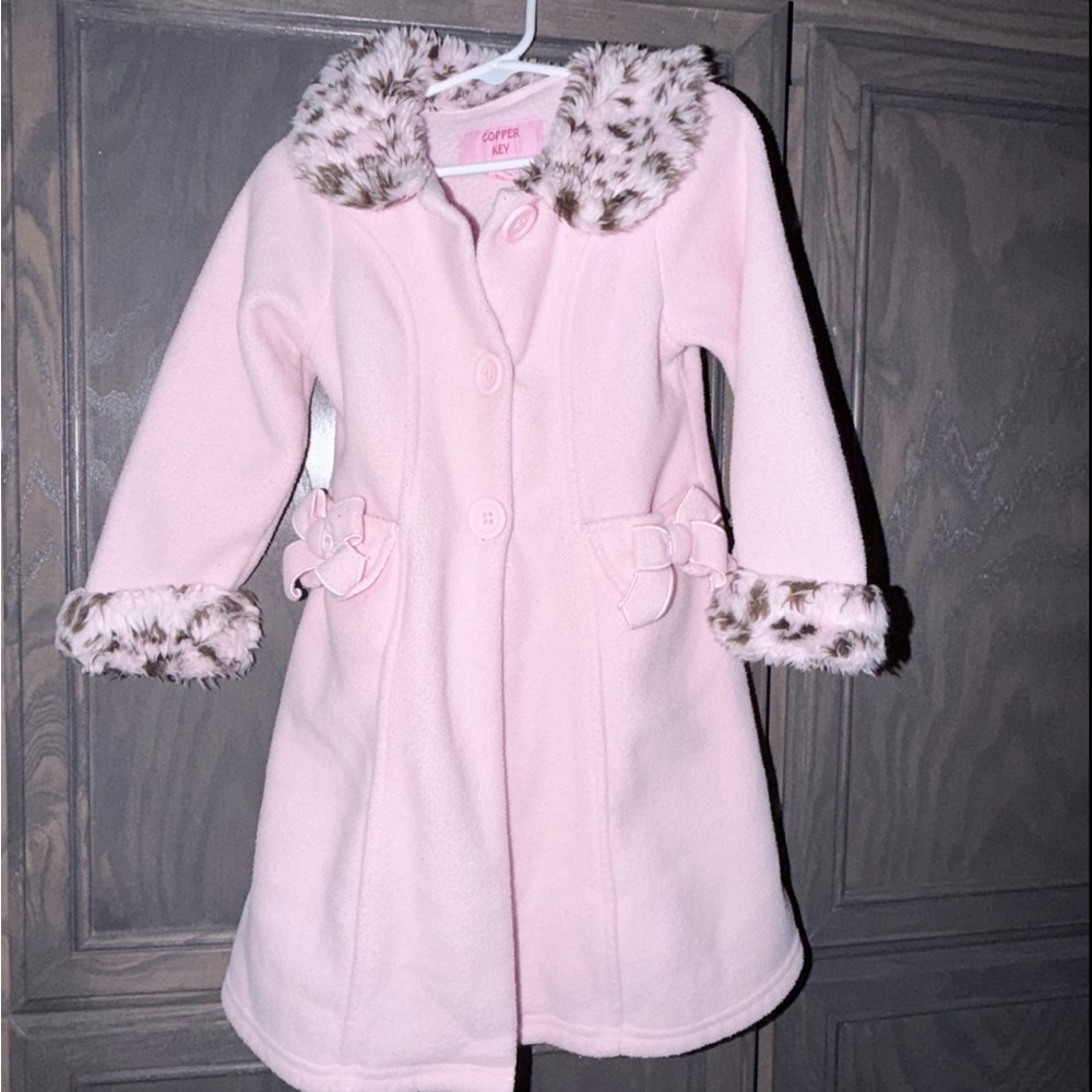 Copper Key Light Pink Girls Faux-Fur Trim Winter Coat